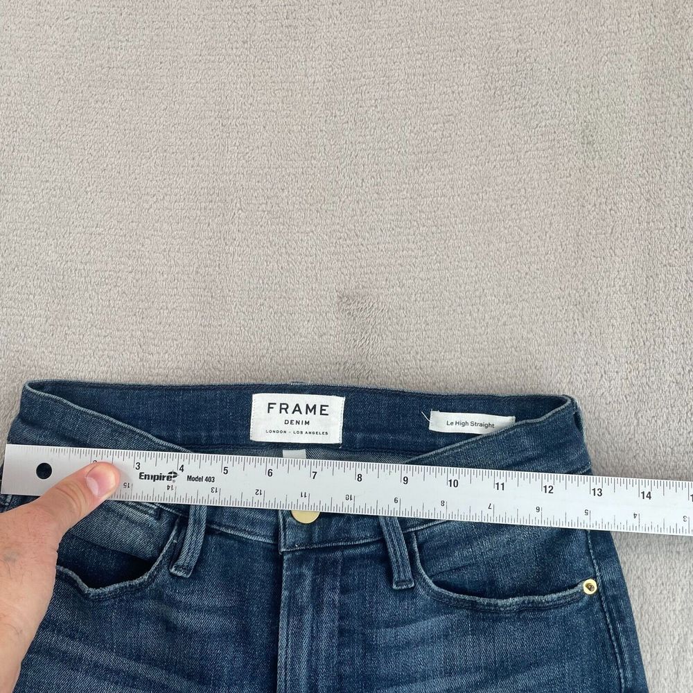 FRAME DENIM Le‎ High Straight Jeans Women 25 in Elaine Split Frayed Hem Designer - Picture 8 of 13